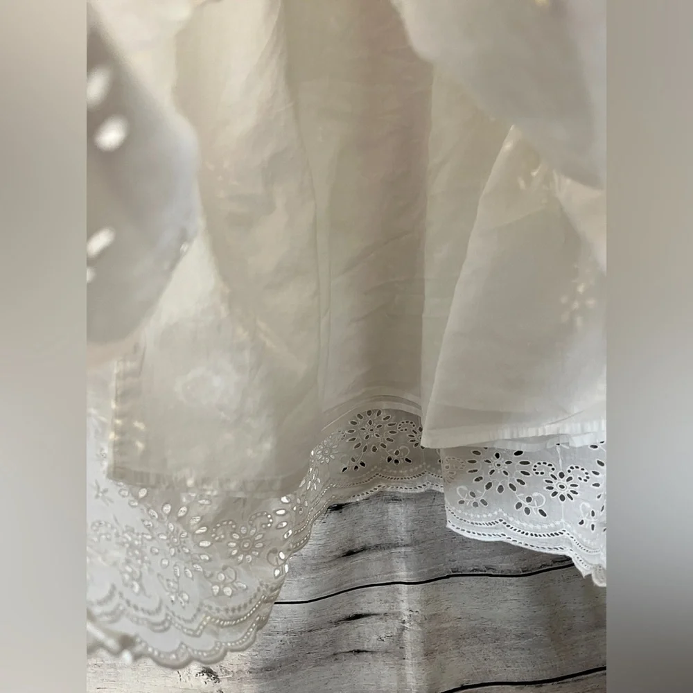 Justice Girls White Eyelet Embroidered Cotton Dress Size 16